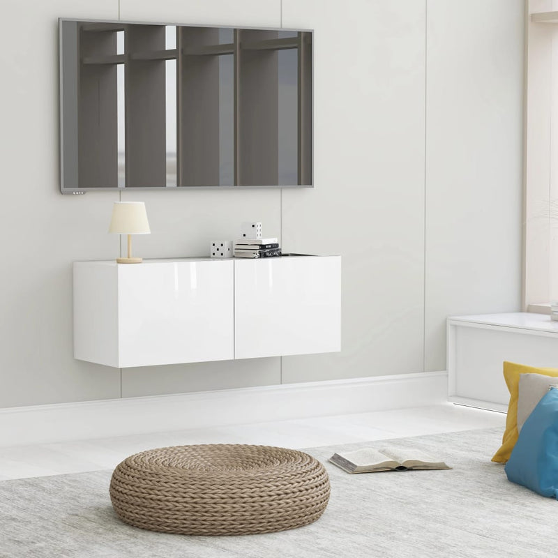 Tv-meubel 80x30x30 cm bewerkt hout hoogglans wit MeubelReus