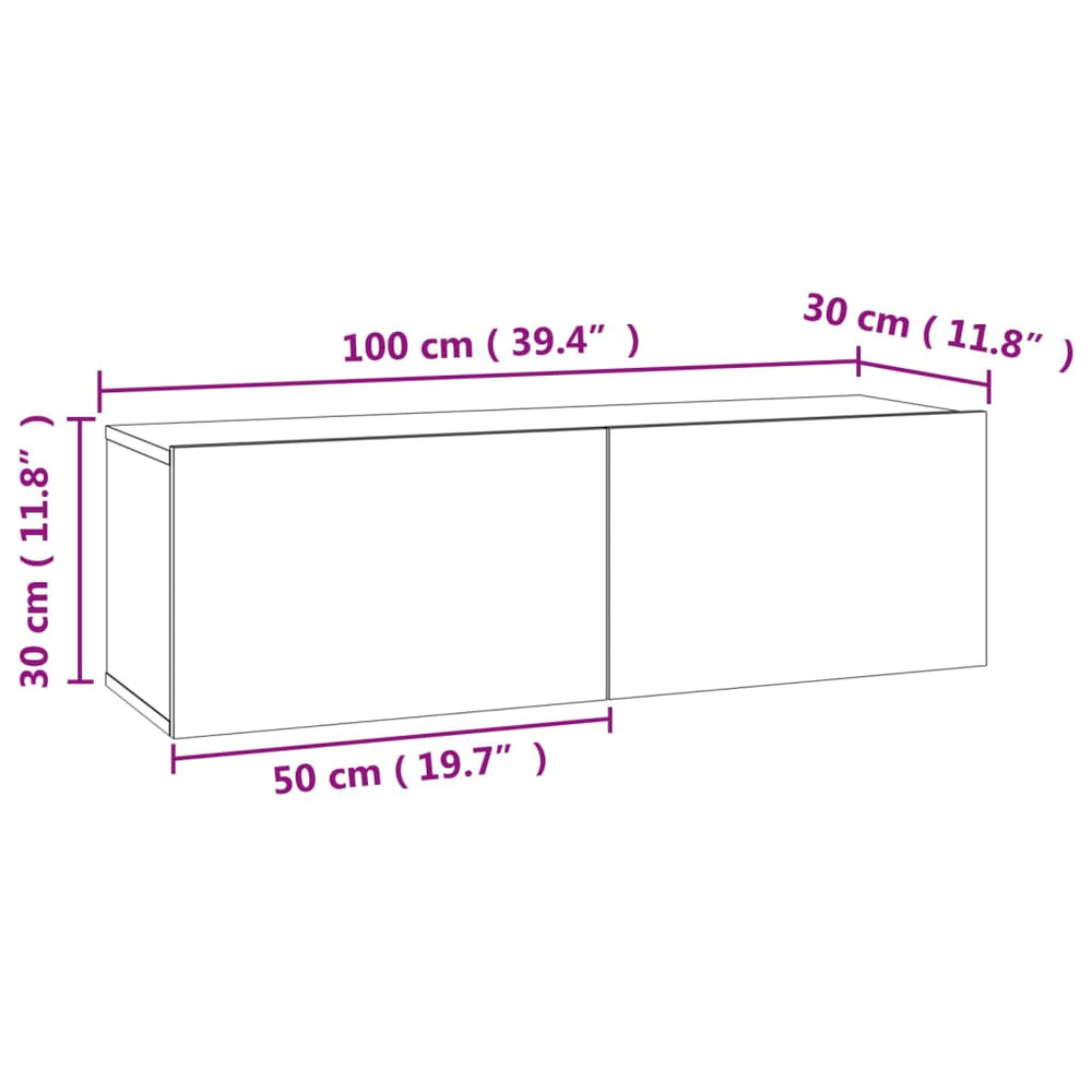 Tv-meubel 100x30x30 cm bewerkt hout betongrijs MeubelReus