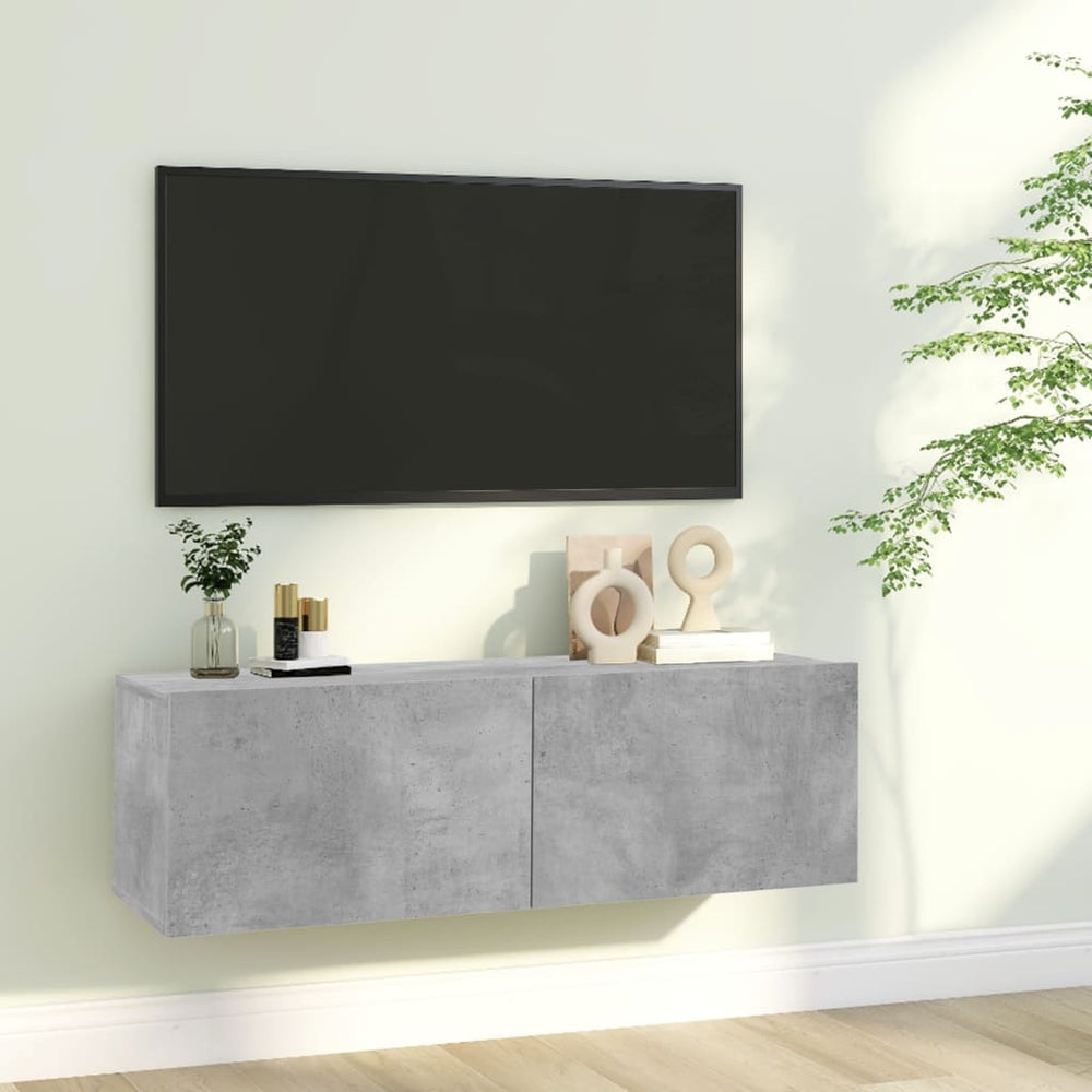 Tv-meubel 100x30x30 cm bewerkt hout betongrijs MeubelReus