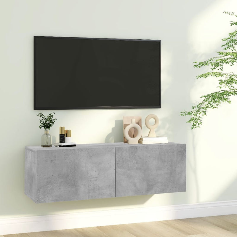 Tv-meubel 100x30x30 cm bewerkt hout betongrijs MeubelReus