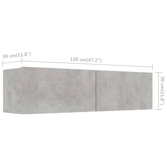 Tv-meubel 120x30x30 cm bewerkt hout betongrijs MeubelReus