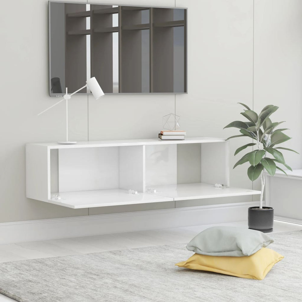 Tv-meubel 120x30x30 cm bewerkt hout hoogglans wit MeubelReus