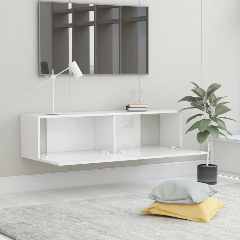 Tv-meubel 120x30x30 cm bewerkt hout hoogglans wit MeubelReus