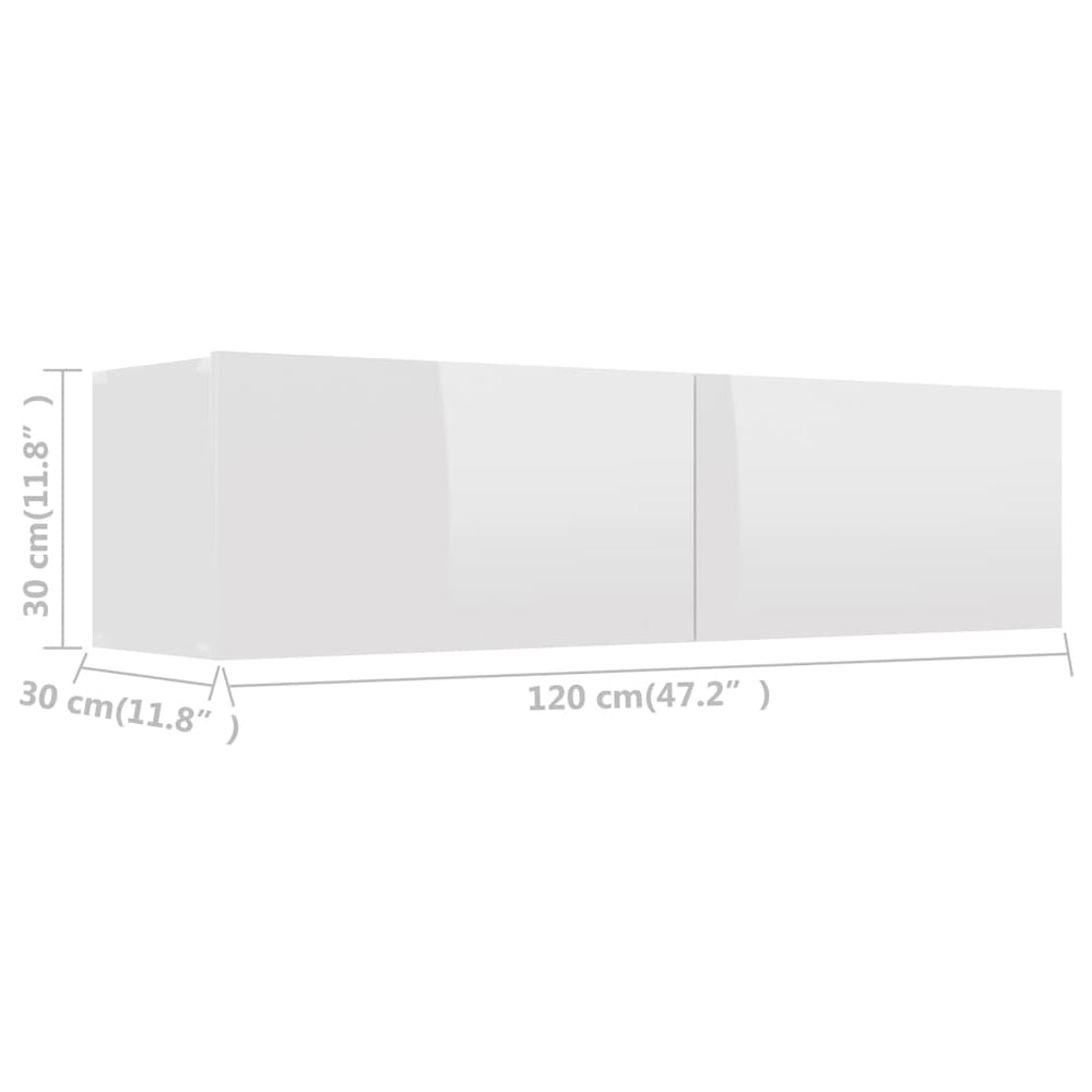 Tv-meubel 120x30x30 cm bewerkt hout hoogglans wit MeubelReus