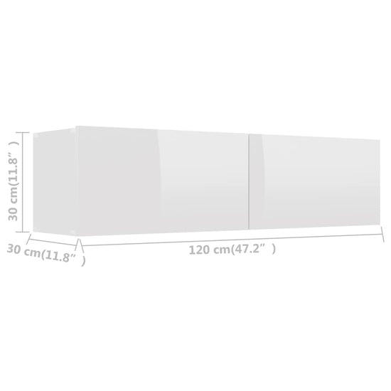 Tv-meubel 120x30x30 cm bewerkt hout hoogglans wit MeubelReus