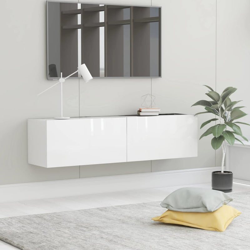 Tv-meubel 120x30x30 cm bewerkt hout hoogglans wit MeubelReus