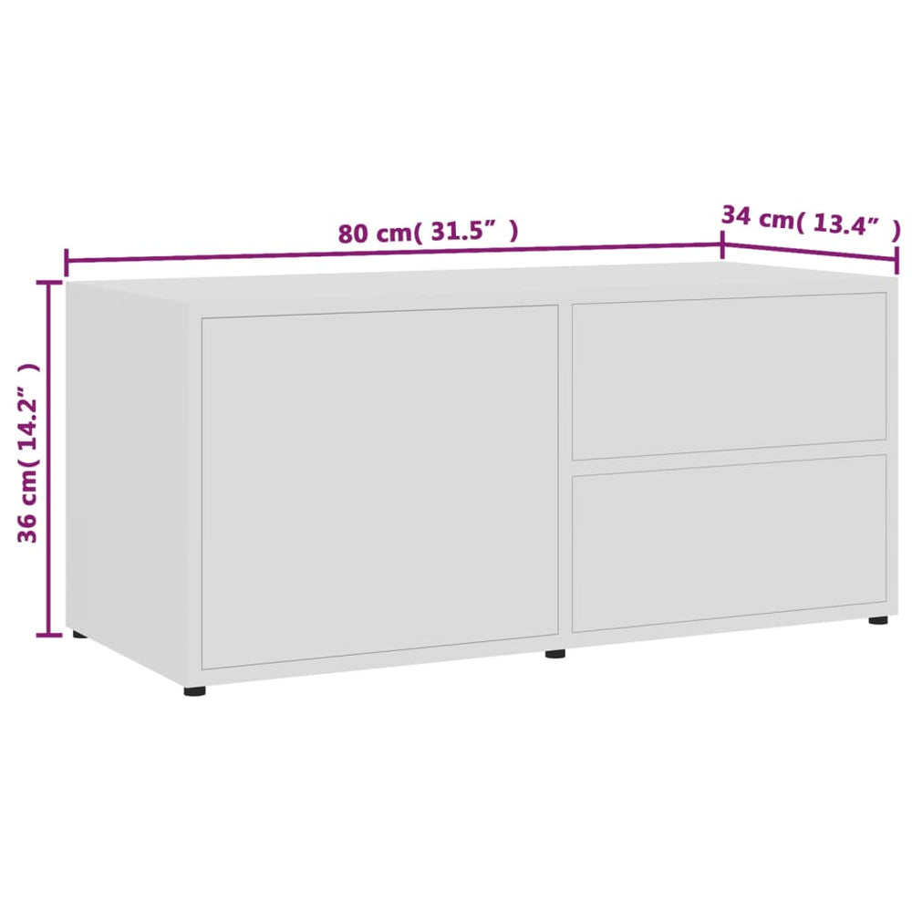Tv-meubel 80x34x36 cm bewerkt hout wit MeubelReus