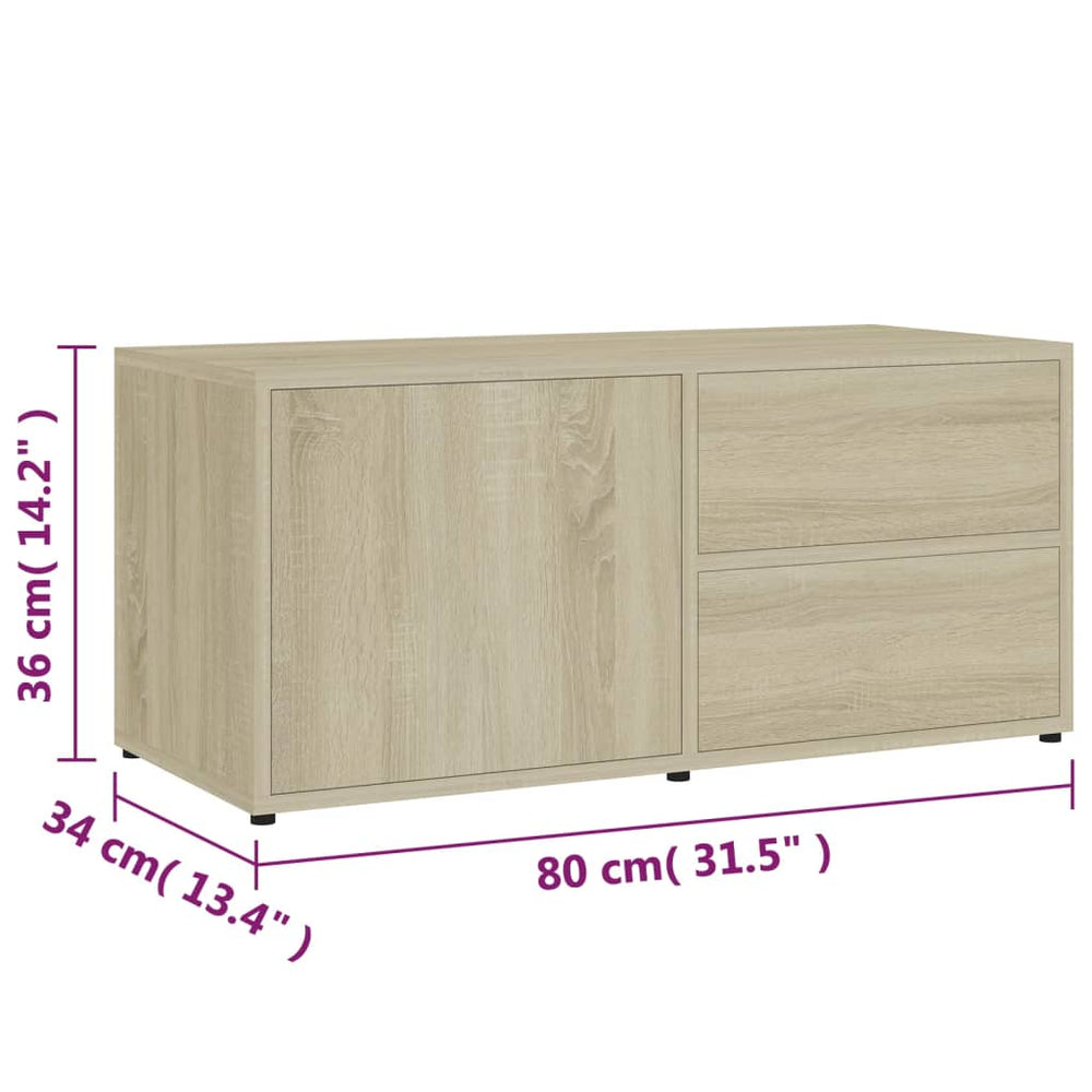 Tv-meubel 80x34x36 cm spaanplaat sonoma eikenkleurig MeubelReus