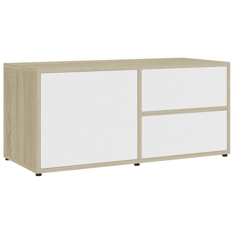 Tv-meubel 80x34x36 cm spaanplaat wit en sonoma eikenkleurig