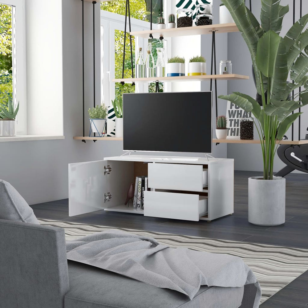 Tv-meubel 80x34x36 cm spaanplaat hoogglans wit MeubelReus