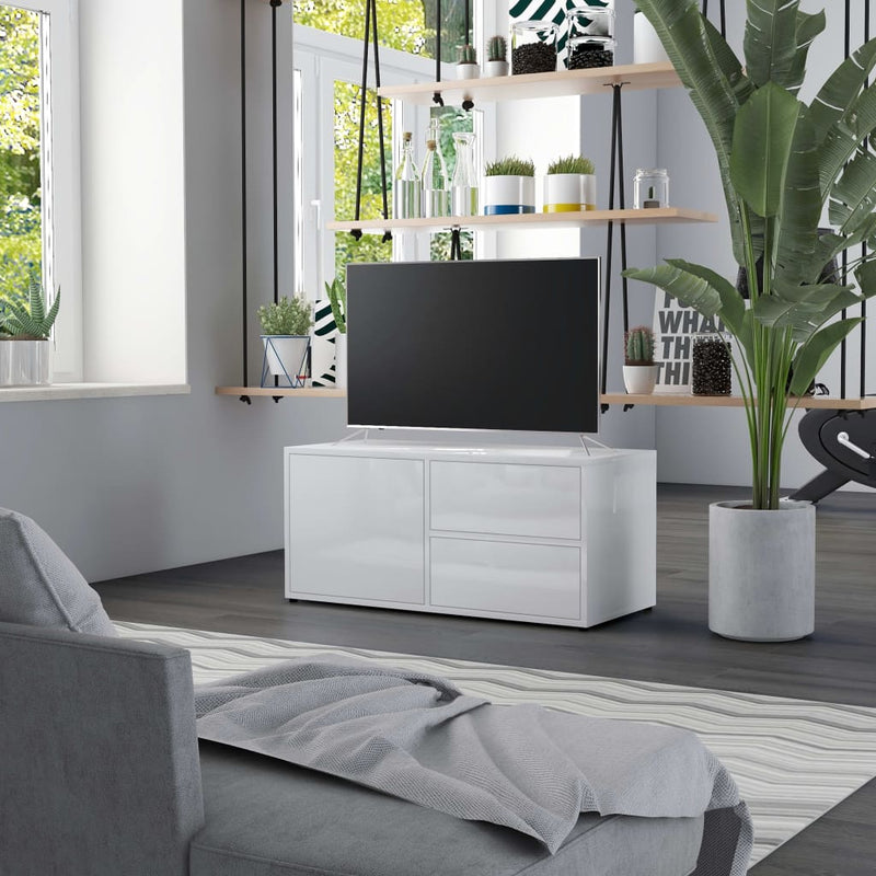 Tv-meubel 80x34x36 cm spaanplaat hoogglans wit MeubelReus