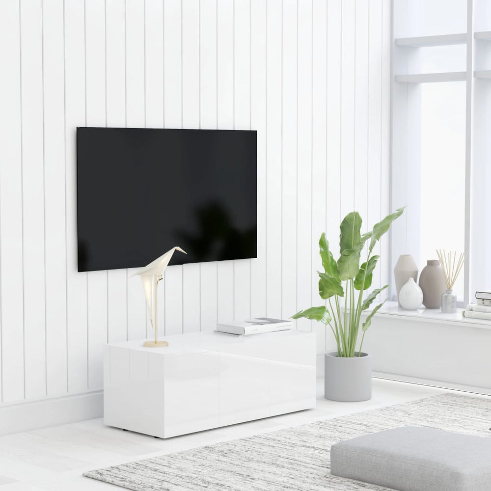 Tv-meubel 80x34x30 cm spaanplaat hoogglans wit MeubelReus