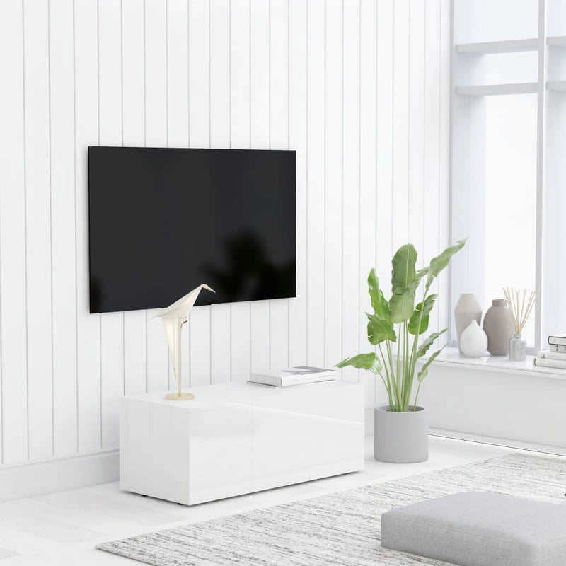 Tv-meubel 80x34x30 cm spaanplaat hoogglans wit MeubelReus