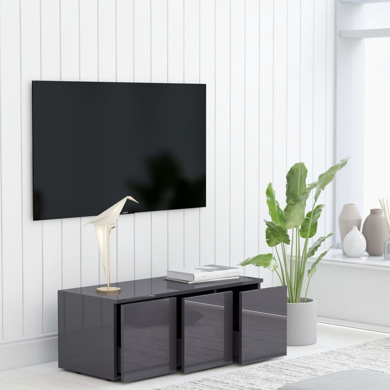 Tv-meubel 80x34x30 cm spaanplaat hoogglans grijs MeubelReus