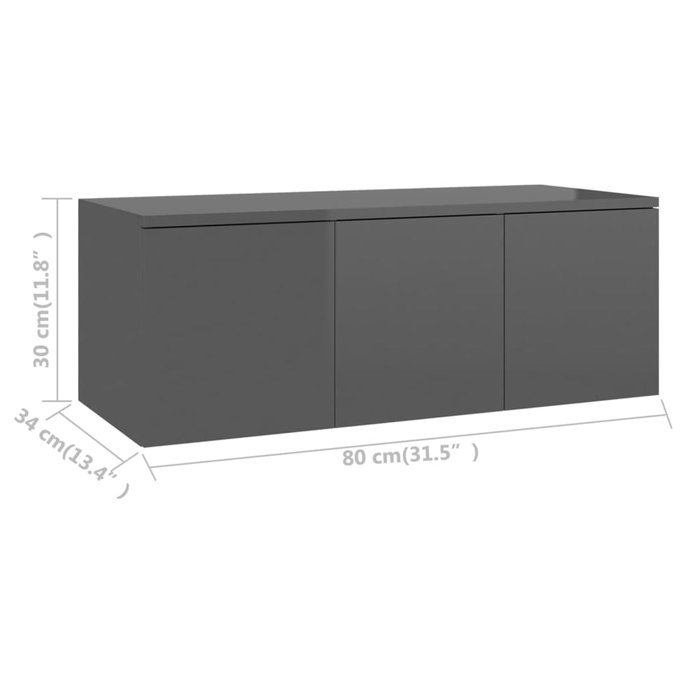 Tv-meubel 80x34x30 cm spaanplaat hoogglans grijs MeubelReus