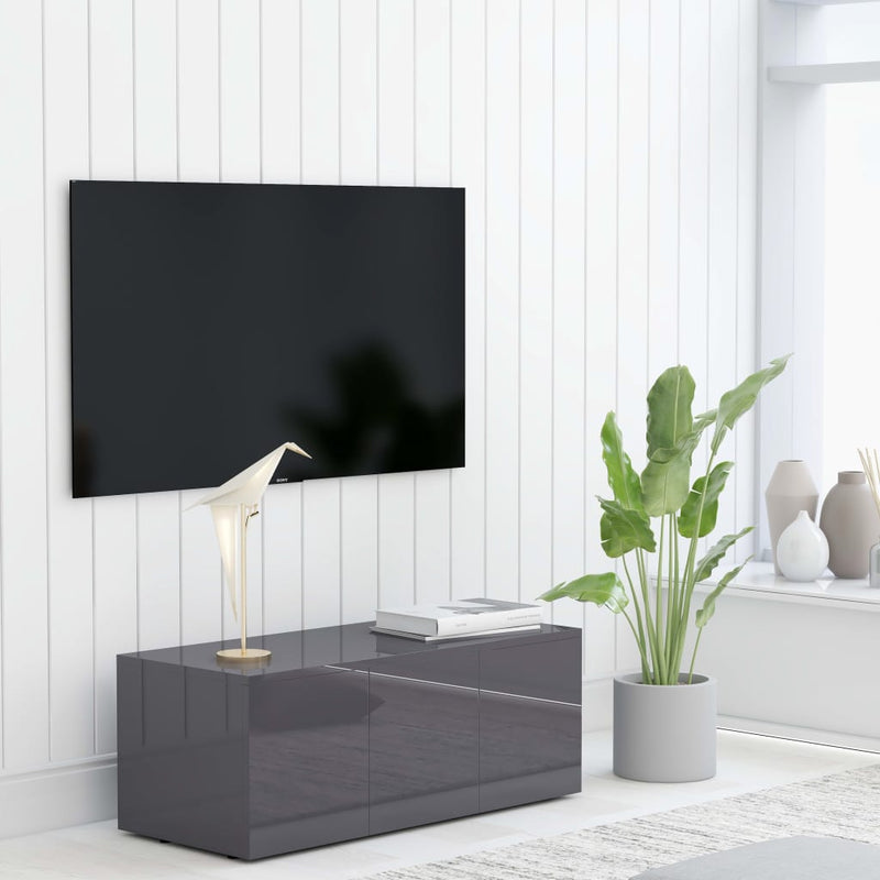 Tv-meubel 80x34x30 cm spaanplaat hoogglans grijs MeubelReus