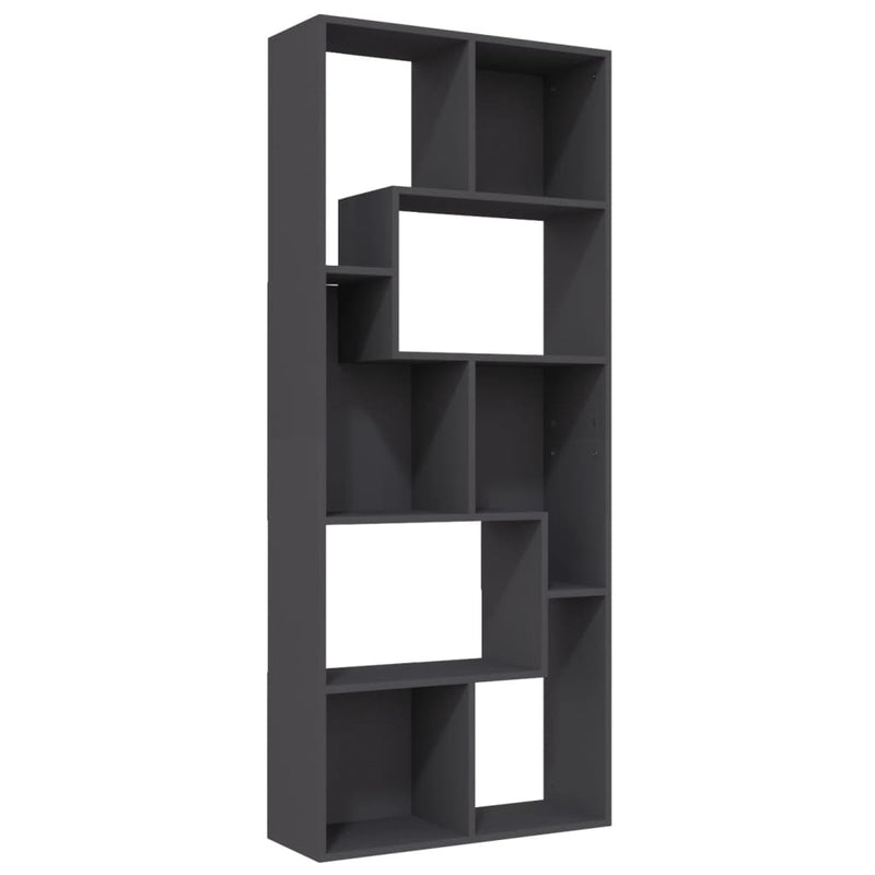 Boekenkast 67x24x161 cm spaanplaat grijs