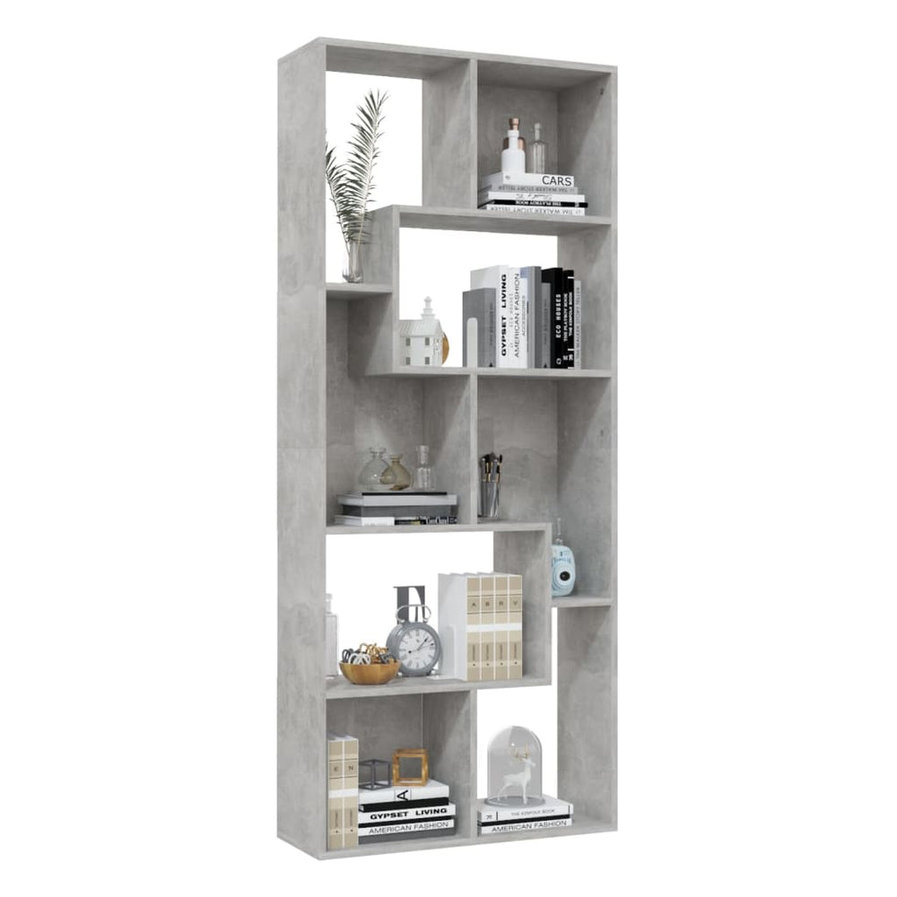 Boekenkast 67x24x161 cm spaanplaat betongrijs MeubelReus