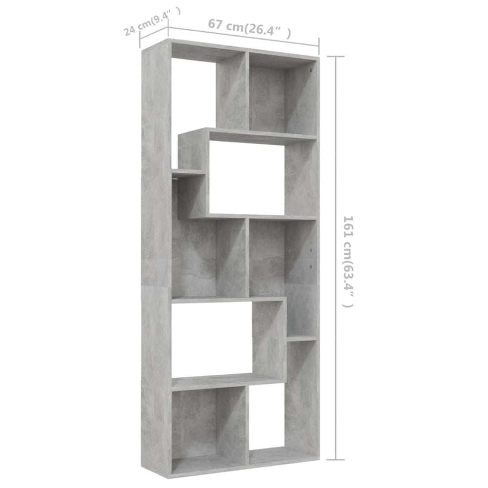 Boekenkast 67x24x161 cm spaanplaat betongrijs MeubelReus