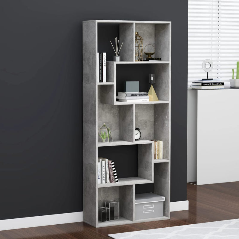 Boekenkast 67x24x161 cm spaanplaat betongrijs MeubelReus