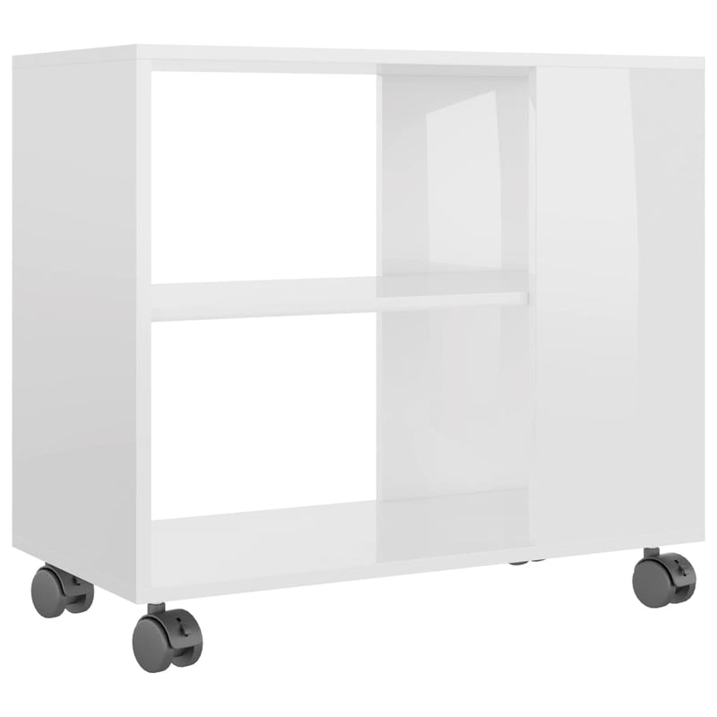 Bijzettafel 70x35x55 cm bewerkt hout hoogglans wit