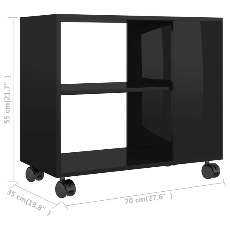 Bijzettafel 70x35x55 cm bewerkt hout hoogglans zwart MeubelReus