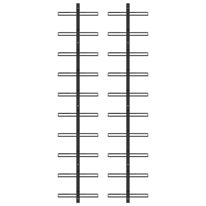 Wijnrekken voor 20 flessen wandmontage 2 st metaal zwart