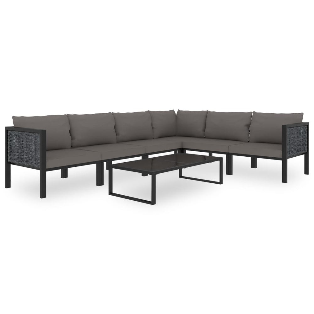 7-delige Loungeset met kussens poly rattan antraciet MeubelReus