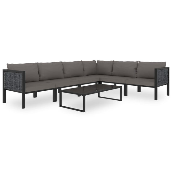 7-delige Loungeset met kussens poly rattan antraciet MeubelReus