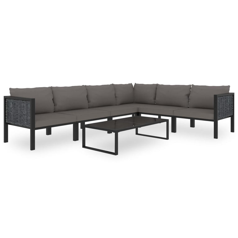 7-delige Loungeset met kussens poly rattan antraciet MeubelReus