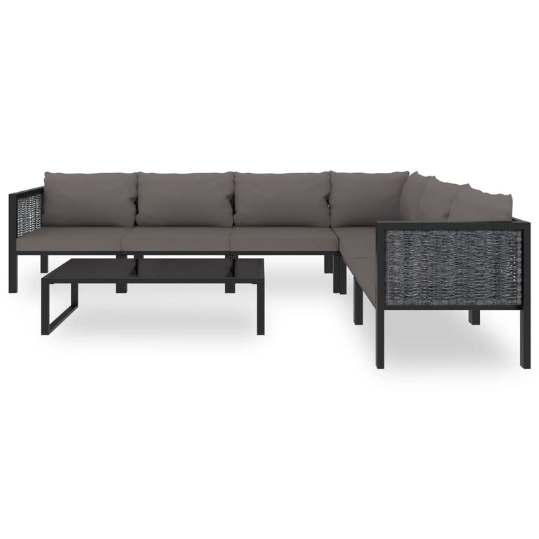 7-delige Loungeset met kussens poly rattan antraciet MeubelReus