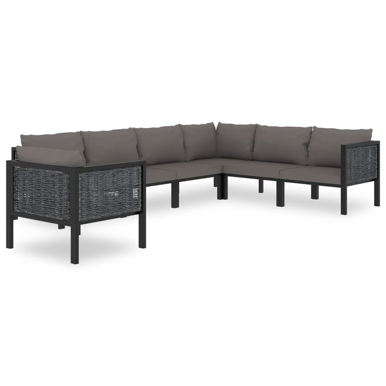 7-delige Loungeset met kussens poly rattan antraciet MeubelReus