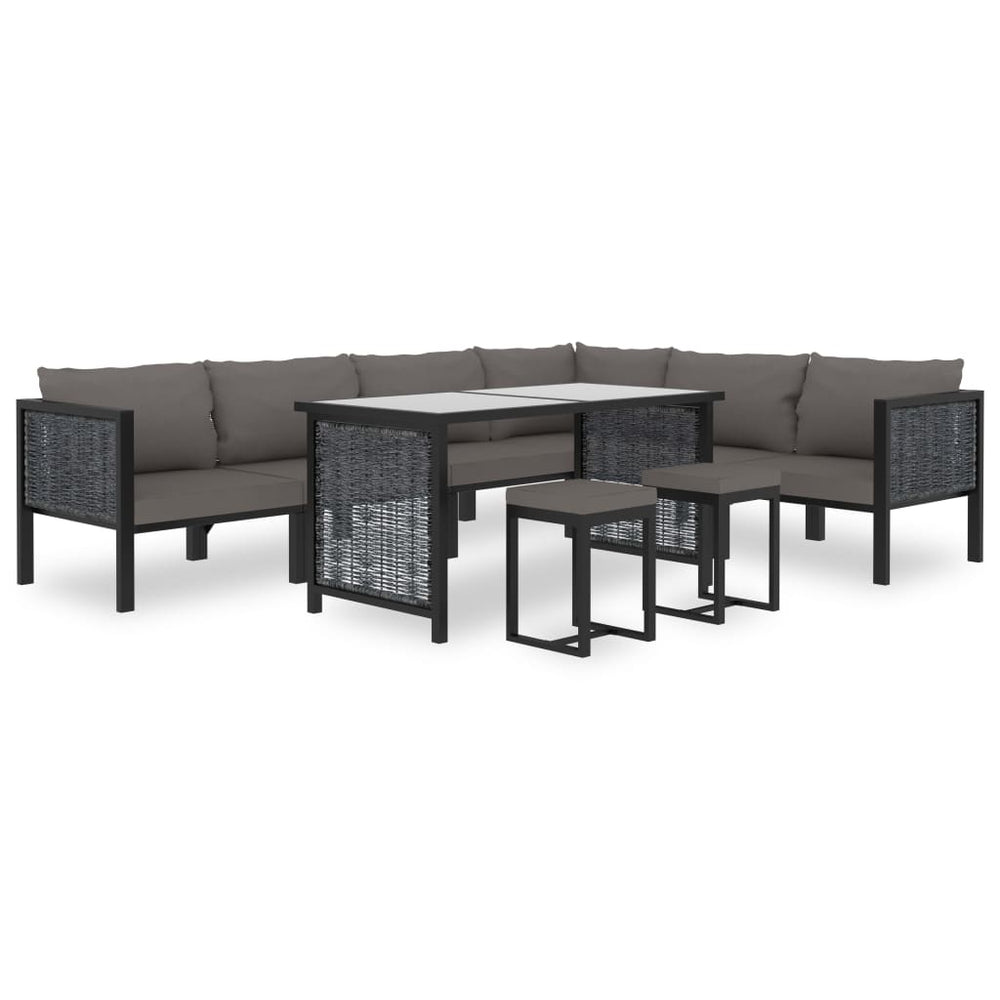 9-delige Loungeset met kussens poly rattan antraciet MeubelReus