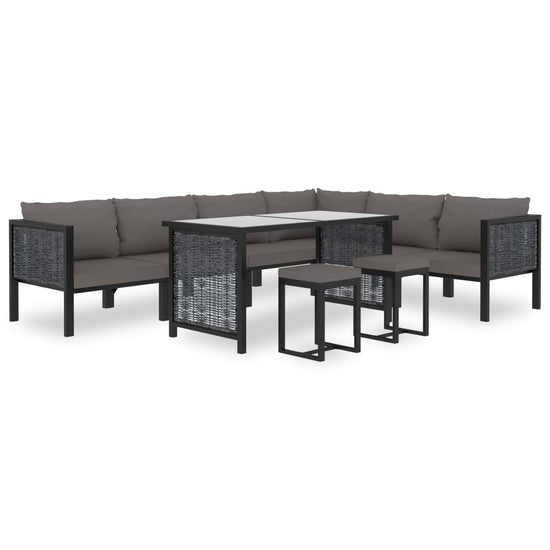 9-delige Loungeset met kussens poly rattan antraciet MeubelReus