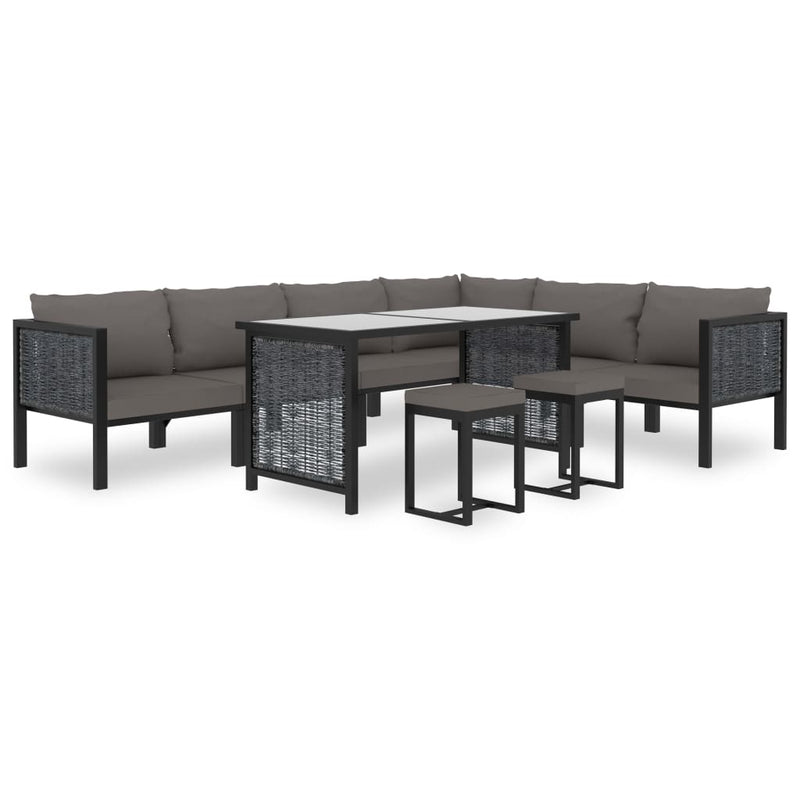 9-delige Loungeset met kussens poly rattan antraciet MeubelReus