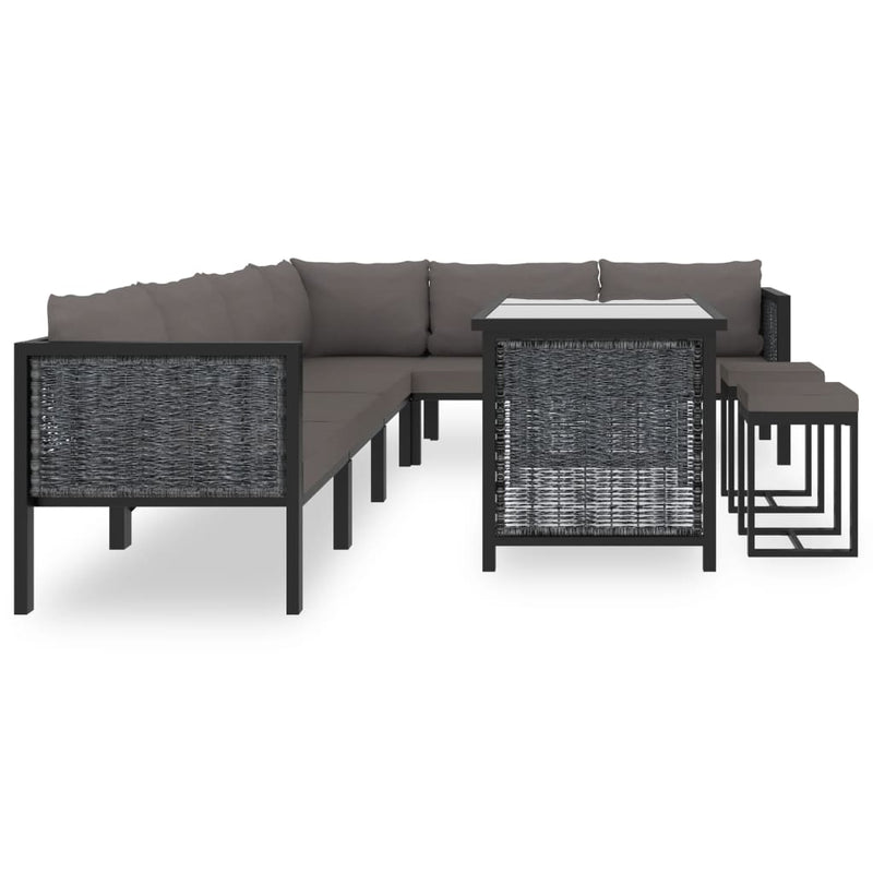 9-delige Loungeset met kussens poly rattan antraciet MeubelReus