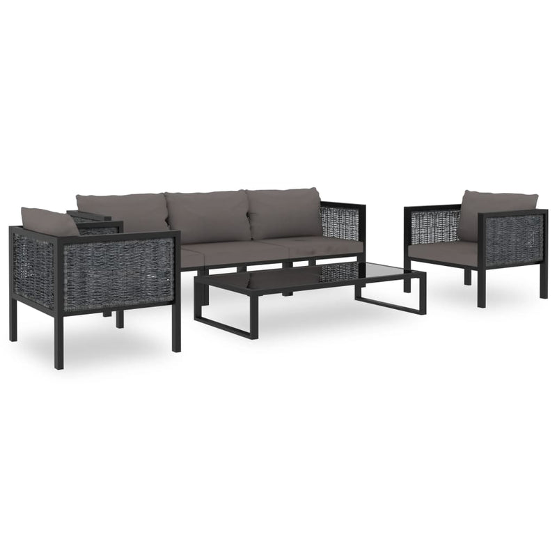 6-delige Loungeset met kussens poly rattan antraciet MeubelReus