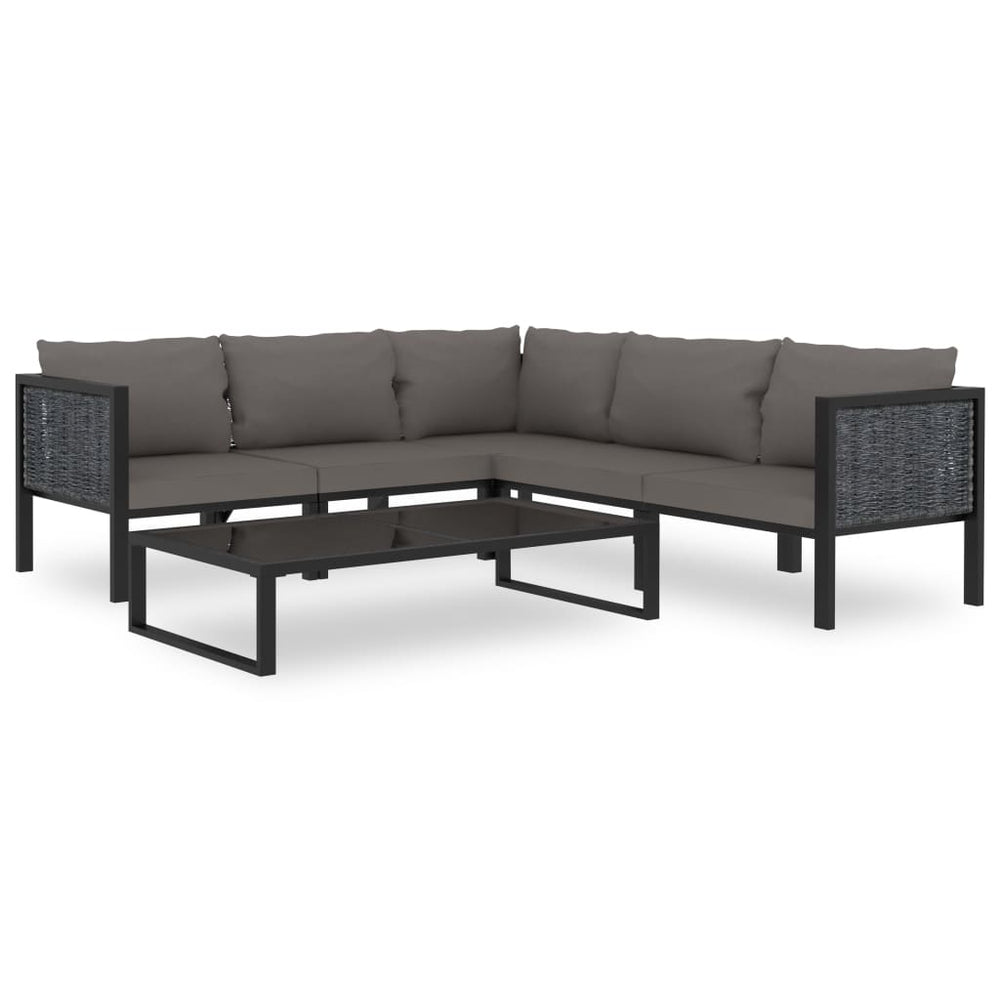 6-delige Loungeset met kussens poly rattan antraciet MeubelReus
