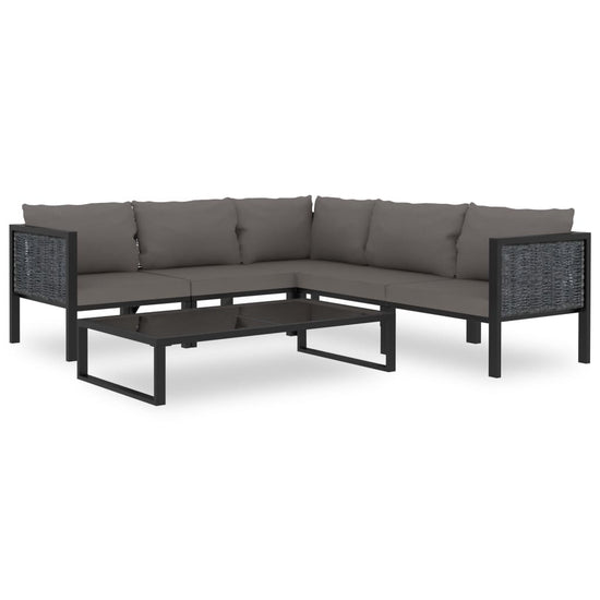 6-delige Loungeset met kussens poly rattan antraciet MeubelReus