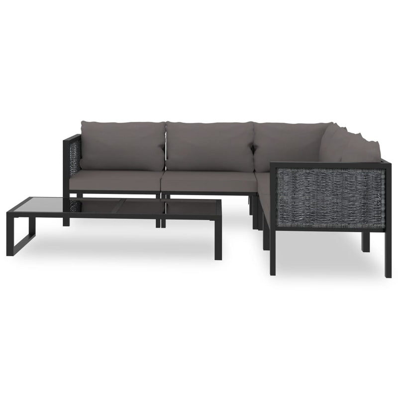 6-delige Loungeset met kussens poly rattan antraciet MeubelReus