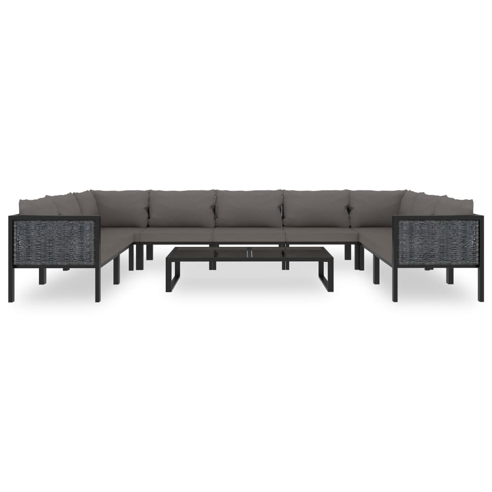 10-delige Loungeset met kussens poly rattan antraciet MeubelReus
