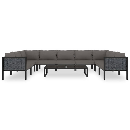 10-delige Loungeset met kussens poly rattan antraciet MeubelReus