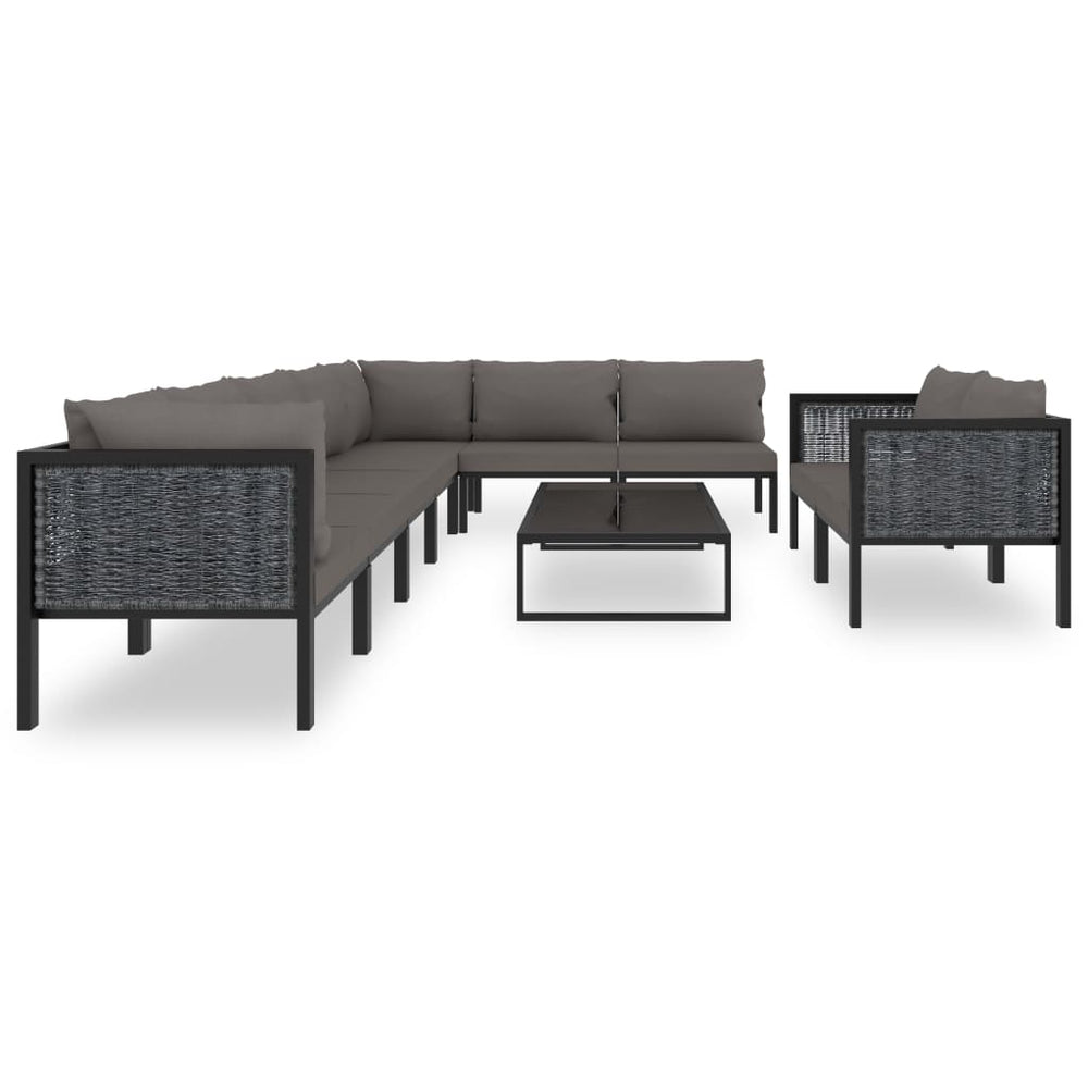 10-delige Loungeset met kussens poly rattan antraciet MeubelReus