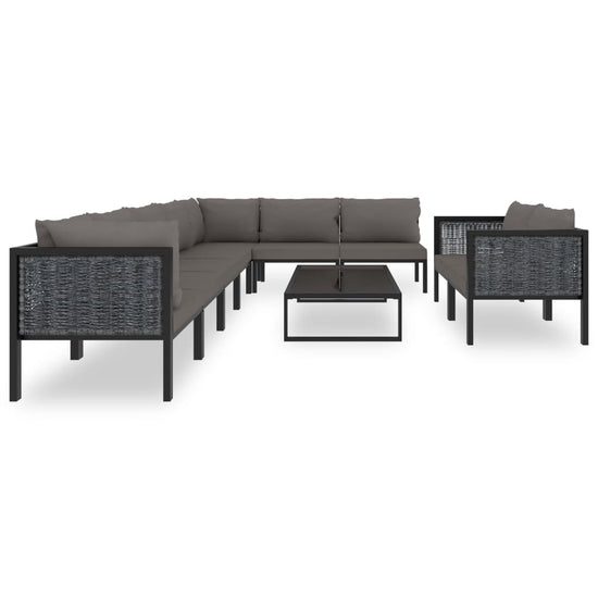 10-delige Loungeset met kussens poly rattan antraciet MeubelReus