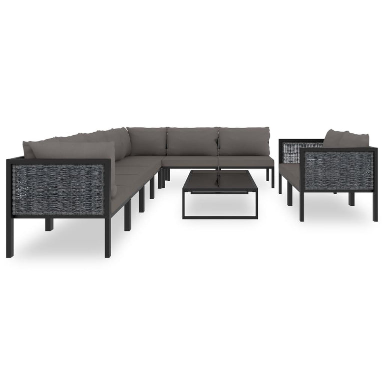 10-delige Loungeset met kussens poly rattan antraciet MeubelReus