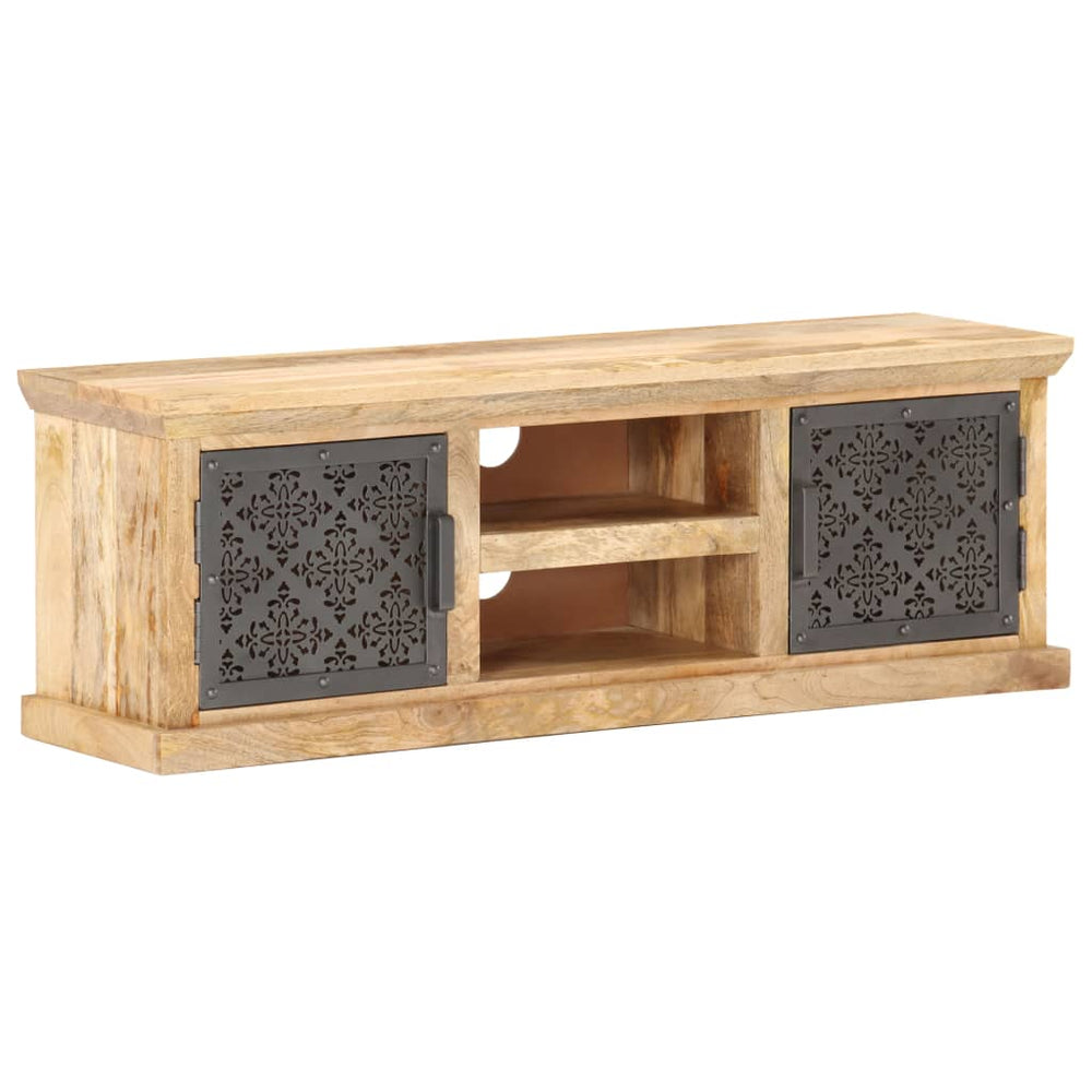 Tv-meubel met stalen deuren 120x30x40 cm massief mangohout MeubelReus