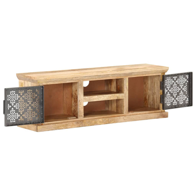 Tv-meubel met stalen deuren 120x30x40 cm massief mangohout MeubelReus