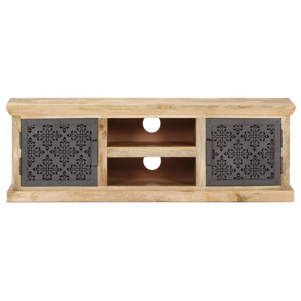 Tv-meubel met stalen deuren 120x30x40 cm massief mangohout MeubelReus