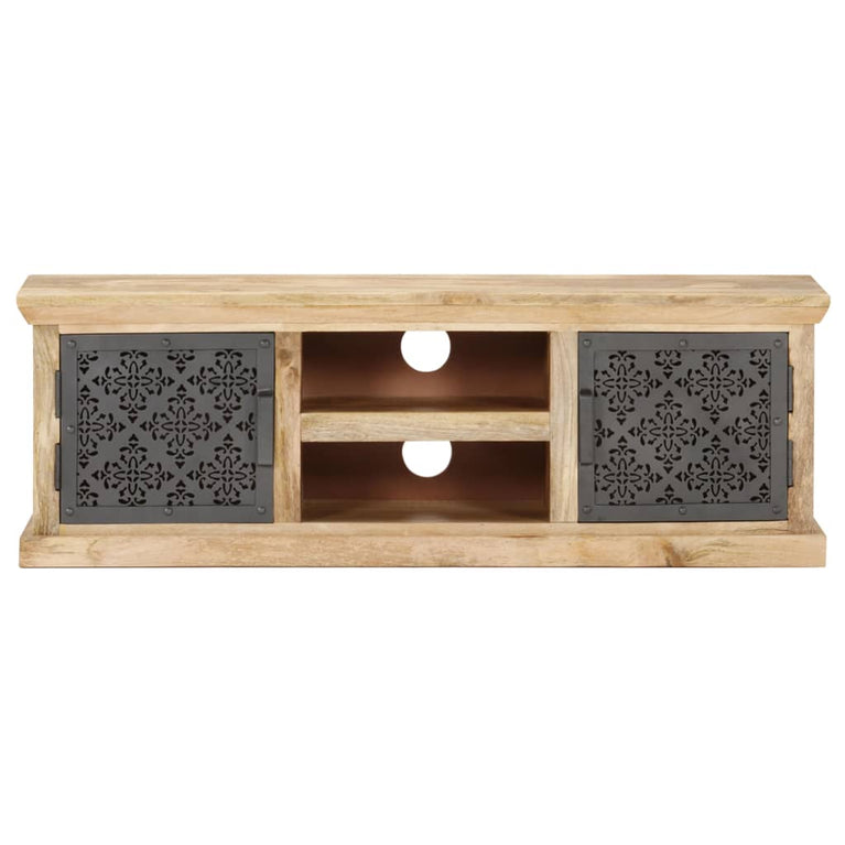 Tv-meubel met stalen deuren 120x30x40 cm massief mangohout MeubelReus