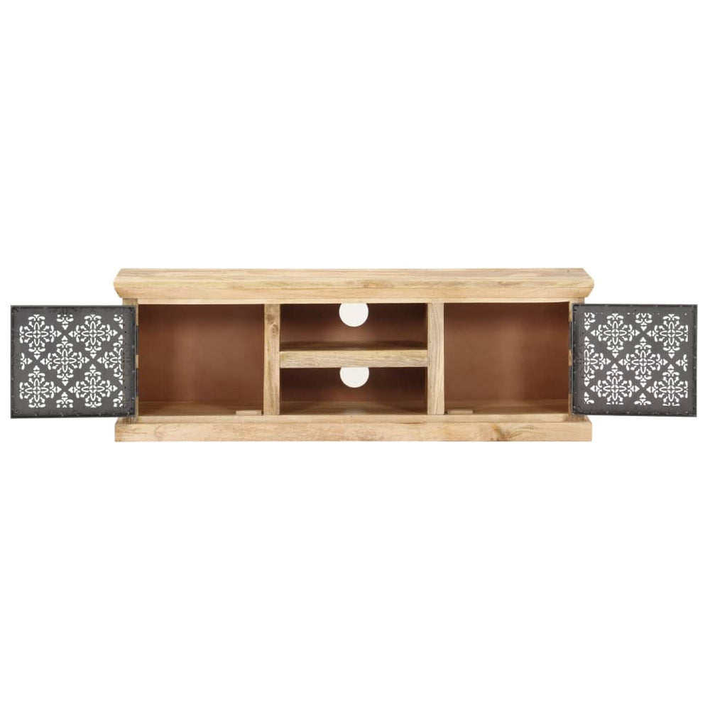 Tv-meubel met stalen deuren 120x30x40 cm massief mangohout MeubelReus